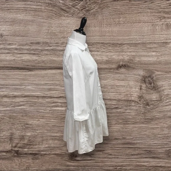 BCBGMaxAzria Women's Size XXS Mariela Shirt Dress White Long Sleeve Button Down - Picture 7 of 12